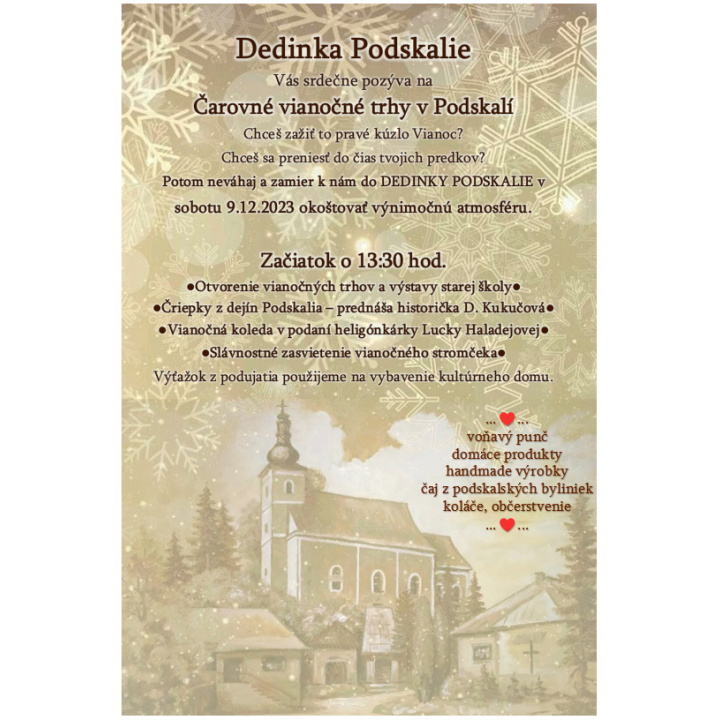 Pozvánka na vianočné trhy v Podskalí 9.12.2023